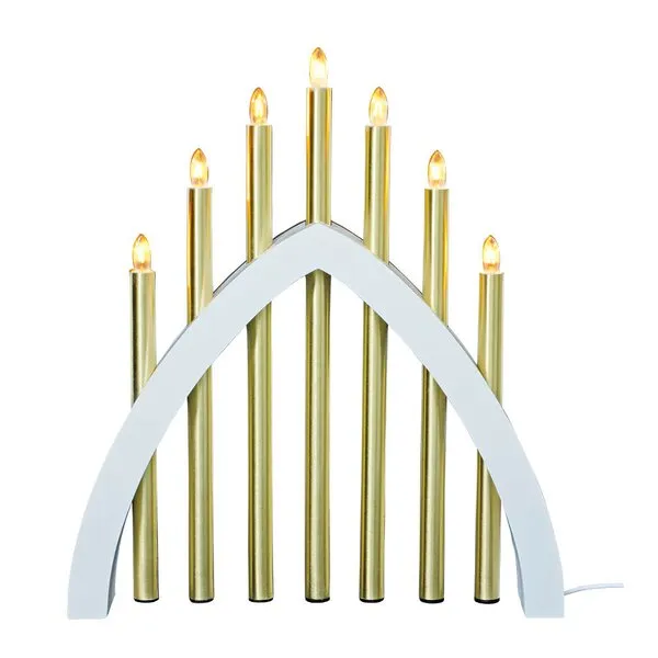 Aneta Lighting Gotland adventsstake hvit med messingarmer