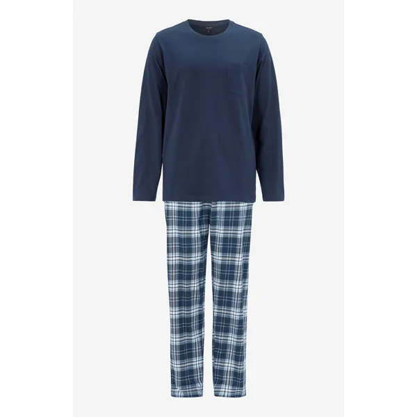 Todelt herrepyjamas i blå rutete fra Cellbes