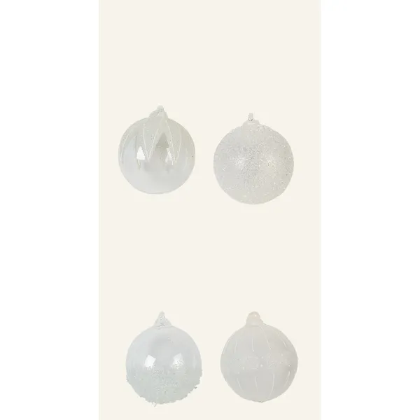 Kid Interiør Winter fire hvite julekuler i glass med ulikt design