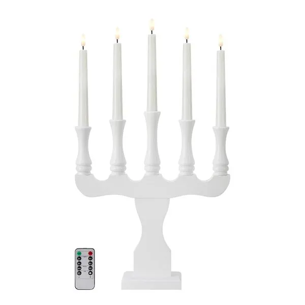 Markslöjd Rydboholm hvit adventsstake med LED-lys