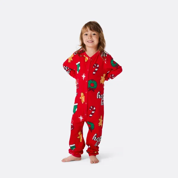 Rød overall julepysj for barn fra Sillysanta