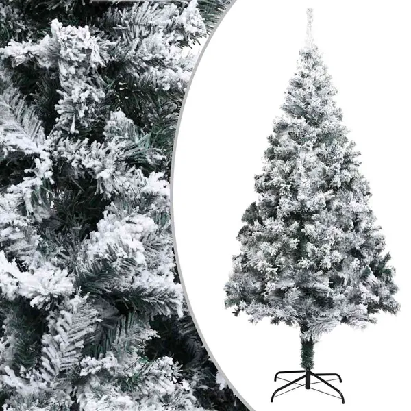 vidaXL kunstig juletre med flokket snø og kongler 180 cm