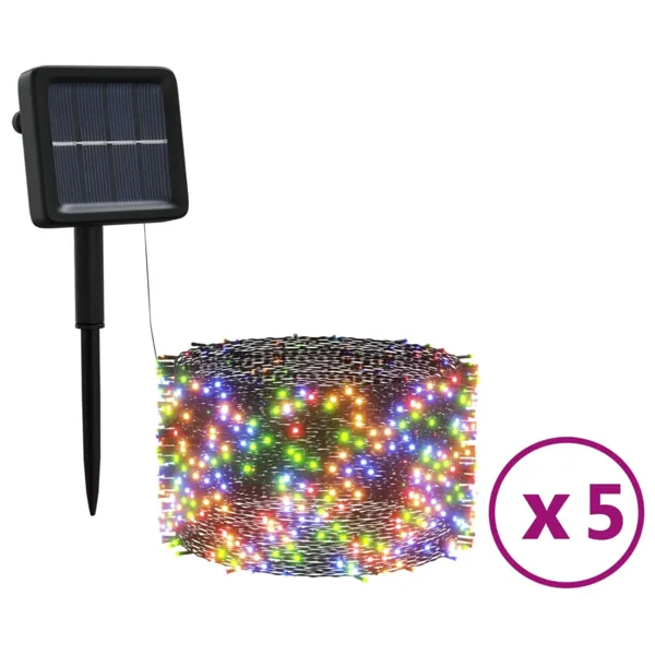 vidaXL Soldrevne lysslynger 5 stk 5x200 LED